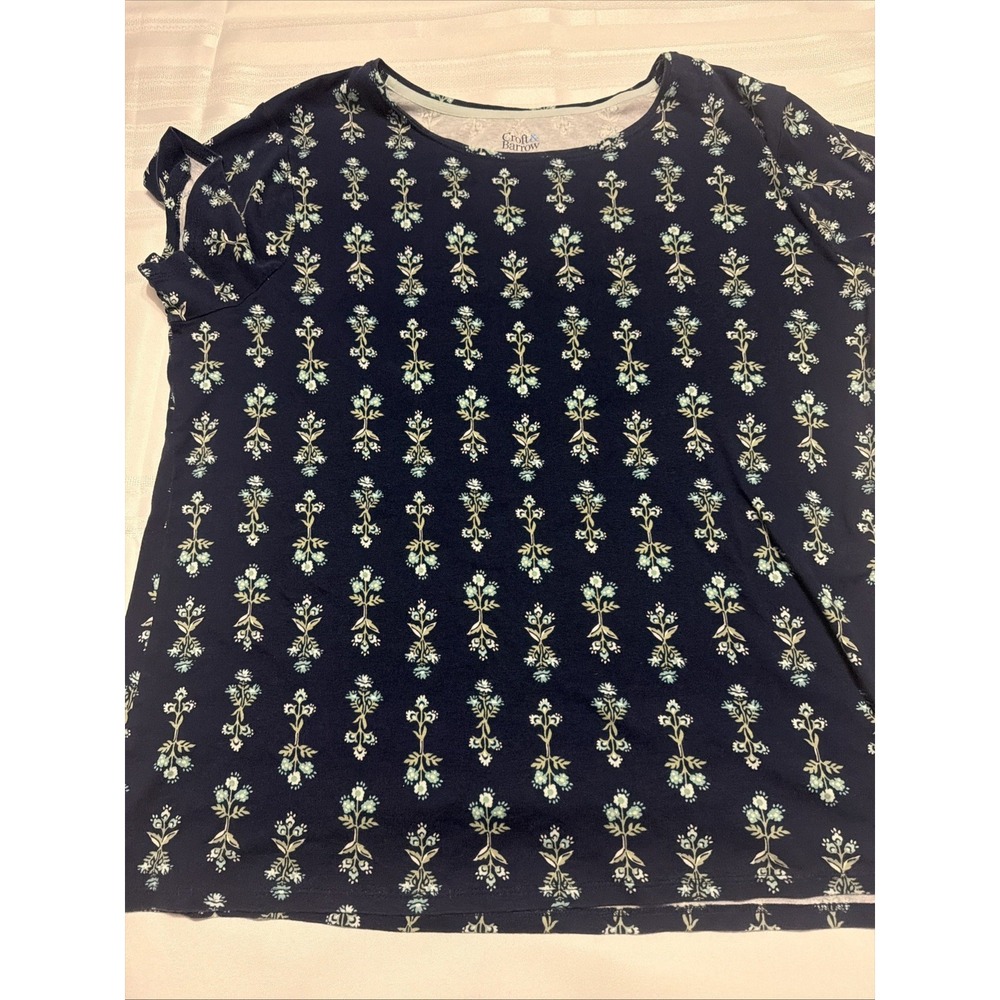 Croft & Barrow The Classic Tee XXL Navy Blue Floral Cotton Short Sleeve Shirt